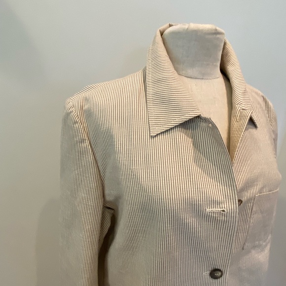 Brooks Brothers 2 PC Womens Tan w Brown Pinstripes Jacket & Skirt Set / Size 16 - Picture 4 of 16